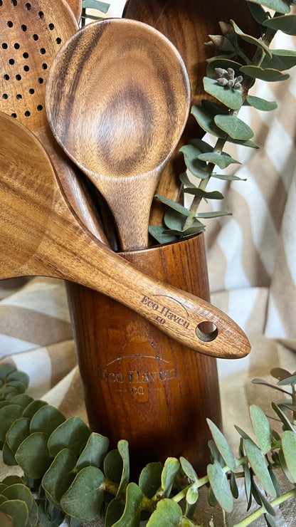 Eco Haven Co | Teak Wooden Kitchen Utensil Set 8 Piece